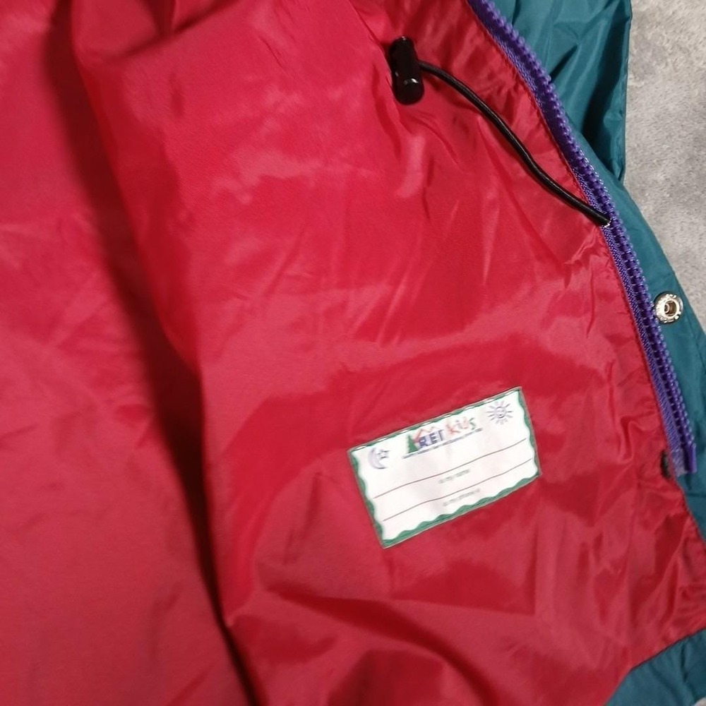 REI Elements Rain Jacket Kids Large 12/14 Teal Parka Outdoor Vintage 90s - Picture 13 of 15